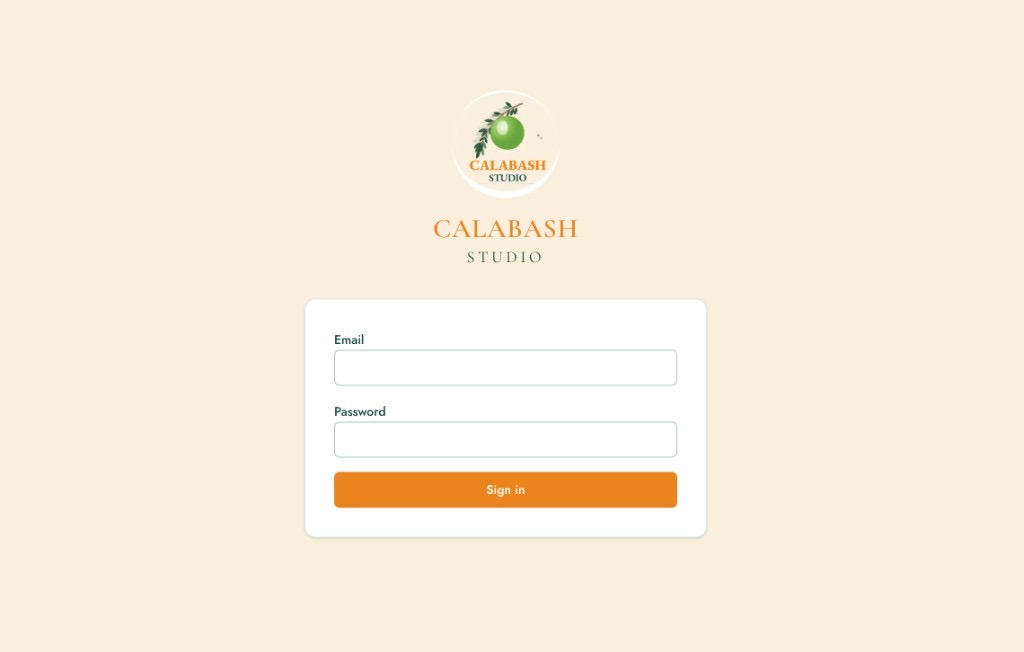 Calabash Studio branded payment portal login screen